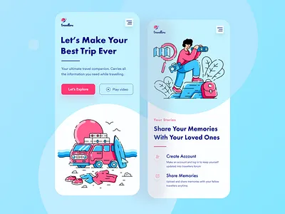 Travel Agency - Mobile Version dribbble best shot minimal mobile design mobile ui popular design popular shot responsive design sajib tour and travel tour app tourism tourist travel agency travel app travel guide travelling trip planner ui uiux vacation