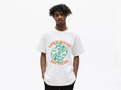 Life's Short Eat Pizza character illustration pepperoni pizza pizza logo t shirt tee tshirt