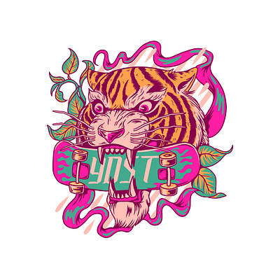 tiger skate illustrator skate skateboard skateboarding tiger tiger logo tiger mascot