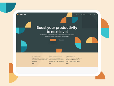 Productivity Application application creative design forms geometric ipad isometric landing page mockup productivity website work in process