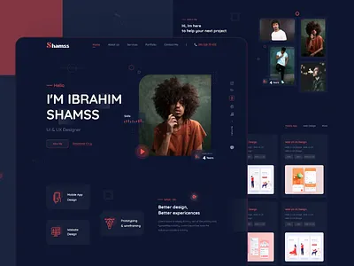 Shamss - Personal Portfolio Website dark ui landing page personal shamss ui ux web website