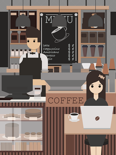 Cafe affinitydesigner art art direction cafe coffee illustration illustrator simple character simple illustration