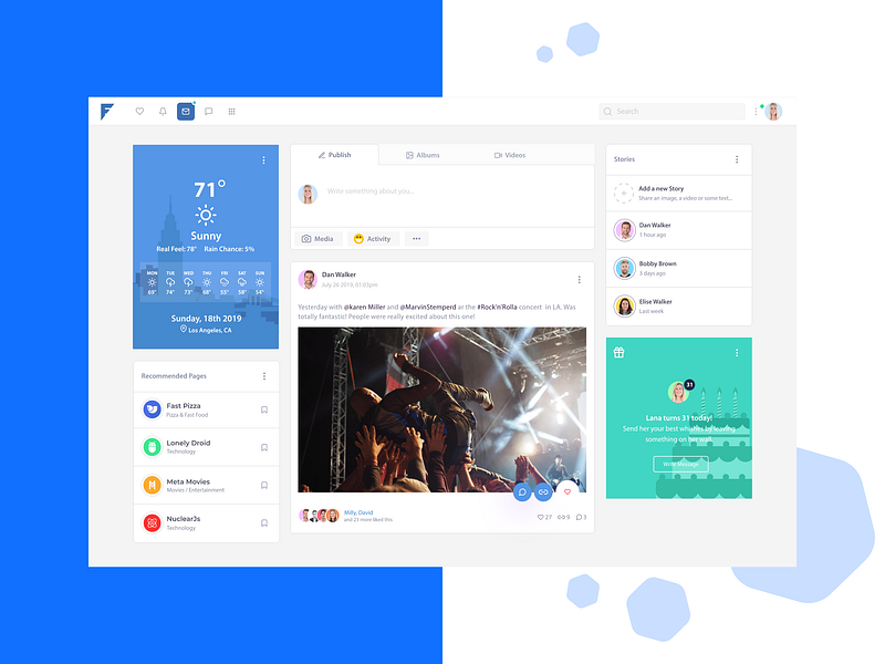 Friendkit reworked palette app bulma clean colorful dashboard design modern social media template ui vector
