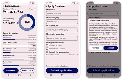 NIVEA SACCO Loan Account Design Concept design mobile money payment app ui ui design ux ux design vector