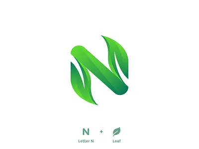 Natural Logo ( N + Leaf ) brand brand identity branding eco logo gradient logo green logo identity logo design logo designer logotype mark minimalist logo modern logo n leaf logo n mark natural logo nature nature illustration simple logo symbol