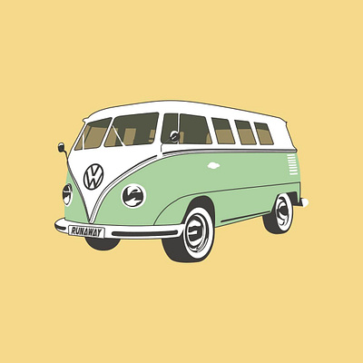 Vintage VW van design flatdesign flatposter illustration vector