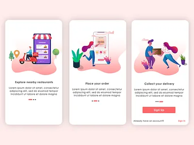 Food Delivery UI food app design walkthrough screen