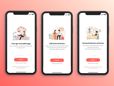 1mg onboarding screens animation branding clean design flat graphic design illustration ui ux website