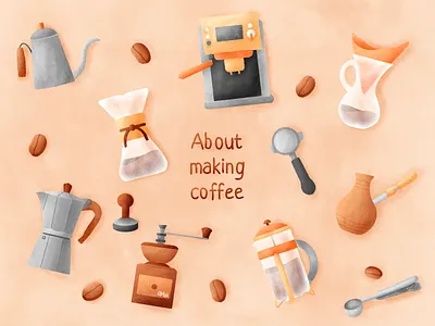 About making coffee art coffee coffee machine cup eco coffee ecology illustration nespresso organic procreate recycle remake reuse set texture