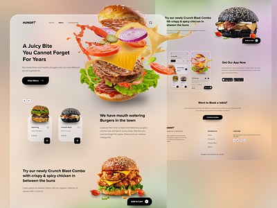 Burger Shop Landing Page burger design food food app glassmorphism landingpage logo trendy ui uiux ux web design webdesign