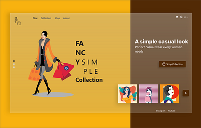 Fashion webpage design flat ux vector web