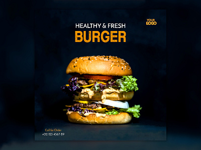 Burger Social Media Post branding design facebook facebook ad facebook ads instagram instagram post pinterest social media social media design socialmedia twitter