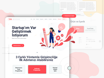 Entrepreneurship Landing Page design flat flatdesign illustraion ui uidesign ux vector webdesign website website design xd design