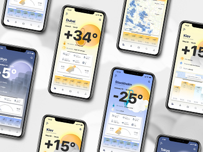 Weather app concept design 3d app app design application cloud design app mobile design mobile ui rain smartphone storm ui ux weather weather app web design