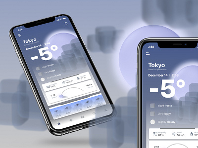 Weather app concept design air app app design cloud cold design fog gray luna minimal minimalism screen tokyo ui ux ux ui weather web web design wind