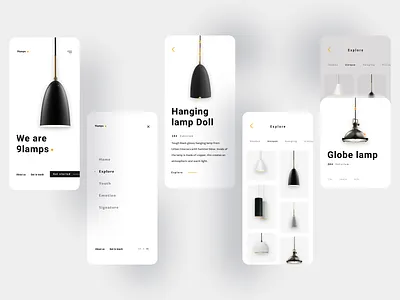 9 LAMPS design concept figma flat minimal mobile ui modern ux