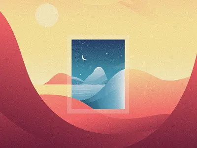 Alt Sunset clouds design illustration landscape moon orange space sun water