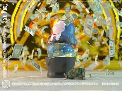 two sides of the same 3d art doll illustration matryoshka money origami political render vectary 3d world