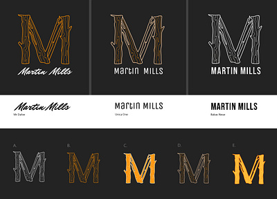 Martin Mills Logo Concept branch carpentry concepts design font illustration logo logo concepts mills mr dafoe orange tree trunk ui unica one white wood wooden woods woodworker