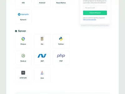 Segment — Catalog Integrations blue catalog clean damien damien redecki design green integration landing product productdesign redecki segment tonik tools ui ux web webdesign website