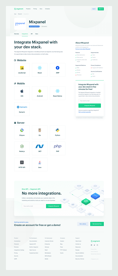 Segment — Catalog Integrations blue catalog clean damien damien redecki design green integration landing product productdesign redecki segment tonik tools ui ux web webdesign website