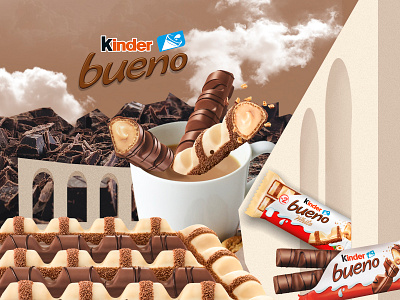 Kinder Bueno art chocolate collage collage art fashion graphic design identity illustration kinder poster