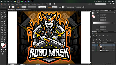 Robo mask esport mascot logo design anonymous branding design esport game design illustration logo