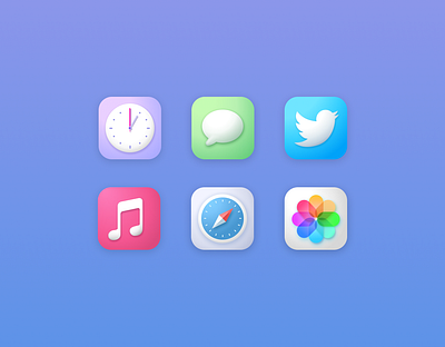 Gummy iOS14 🌈 3d app icon clock colorful figma homescreen icons ios app ios14 ios14icons messages music photos safari twitter