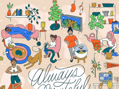 Always Grateful Zoom 1 2020 characterdesign colorful dog hand drawn holiday illustration lettering people people illustration pet plants procreate typography