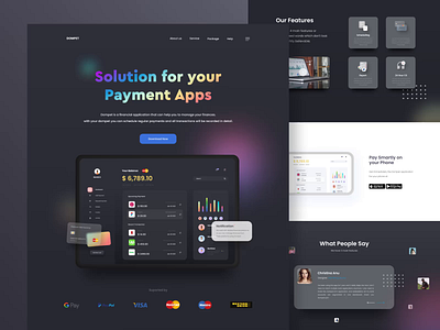 Payment App Dashboard and Web Design animation balance bank app card dark mode dashboard design header illustration mobile mobile design motion graphics night mode payment ui ui ux uidesign web design website