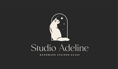 Studio Adeline Brand bohemian boutique branding cat design glass art illustration modern stained glass stained glass stickers