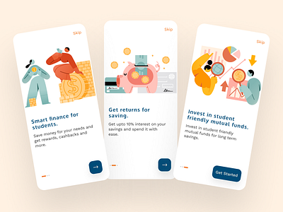 Investo - Smart Finance For Students. app design finance finance app financial app illustration junior minimal onboarding onboarding screen onboarding screens onboarding ui typography ui user ux