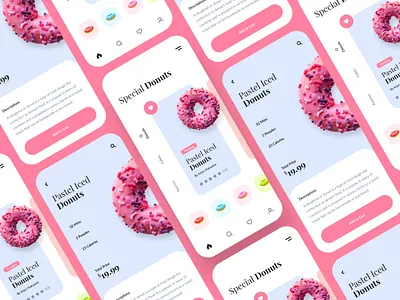 Donuts Mobile App donut donuts doughnuts ecommerce app mobile app mobile application design mobile ui kit shop app store app ui kit