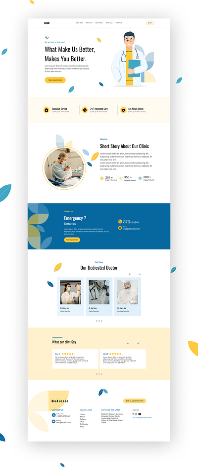 Medicinic clinic doctors medical minimalist template vectorart web design