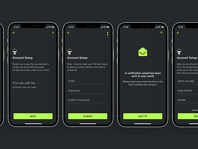 Athlete App - Sign up account app athlete clean clean ui dark mode design flat ios minimal mobile mobile app new users onboarding setup sign up simple sketch ui ux