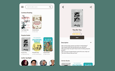 E-book Reader e books mobile app ui ux