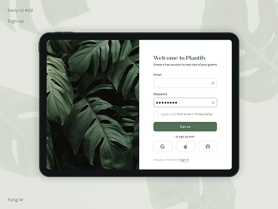 DailyUI #02_Sign up branding dailyui dailyuichallenge design flat ipad minimal signup tablet ui uidesign uxdesigner uxui