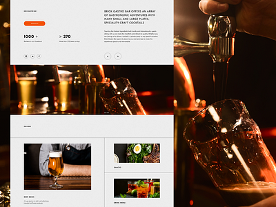 Gastro Bar Home Page Concept bar beer coctail design drink food homepage landing minimal promo pub restourant uiux webdesign website