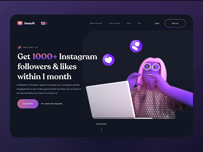 Landing page concept 3d 3d animation 3d art c4d concept design homescreen instagram interface landing page landing page design landing page ui motion ui ux