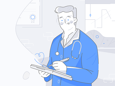 Doctor application character design diploma doctor health health system illustration insurance man medicare mortgage nurse office professional recipe spot illustration treatment ui ux vector