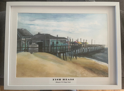 Watercolor of FishHeads, Nags Head OBX beach framing nags head obx watercolor