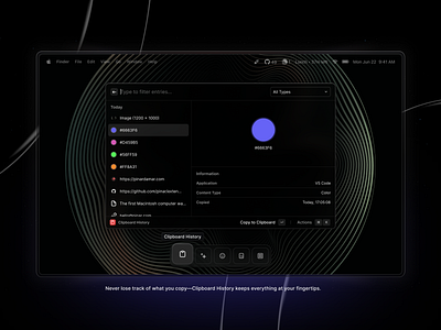 Clipboard History – Minimal & Dark UI clipboard dark design minimal page uı web