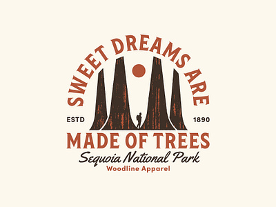 Woodline Apparel - Sequoia T-Shirt apparel badge design branding branding design design distressedunrest goodtype hand drawn hand drawn illustration illustration national park nature red wood sequoia textured trees vector vintage vintage design