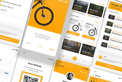 WeBikers - Bike Rent Mobile App Ui kit Figma adventure app apps bicycle bike exercise health lifestyle mobile mountain outdoor ride sport template ui web