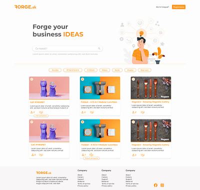 Forge.sk branding design designs idea minimal offer orange startup ui