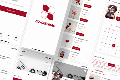 Go Cinema - Movie Mobile App UI kit Figma app application audience cinema entertainment film light mobile movie screen seat template theater ui web