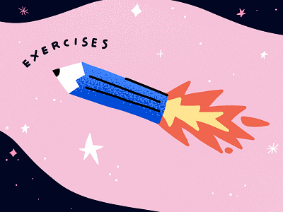 exercises illustration creative mind class creativity exercises illustration illustration art illustrations pencil rocket space stars universe