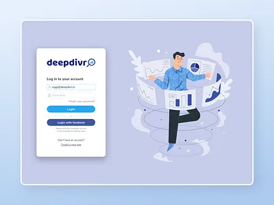 Login & Sign-up | deepdivr (SaaS) analytics clean form design forms login login page login page design product design sign up sign up form sign up page simple social media ui ui design user interface design