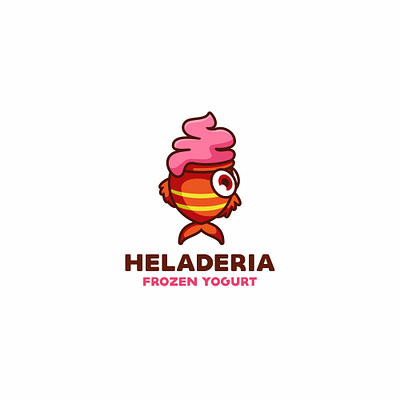 Heladeria Frozen Yogurt animal branding character cute dog fish ice cream illustration logo mascot negativespace