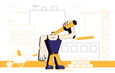 Builder character design flat illustration illustrator minimal vector